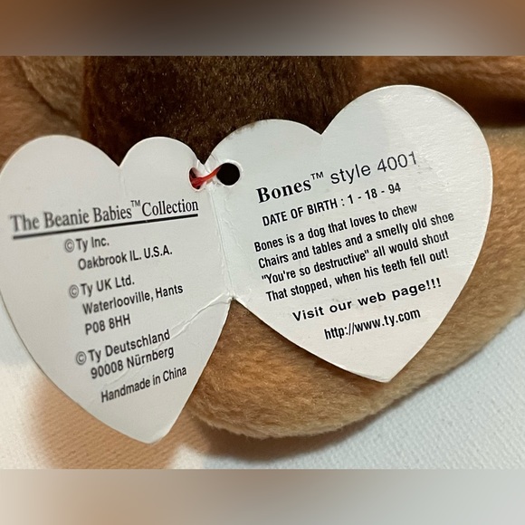 TY Beanie Babies Bones The Dog PVC Retired Rare 4th gen tag
Birthday 1-18-94 - Picture 7 of 7